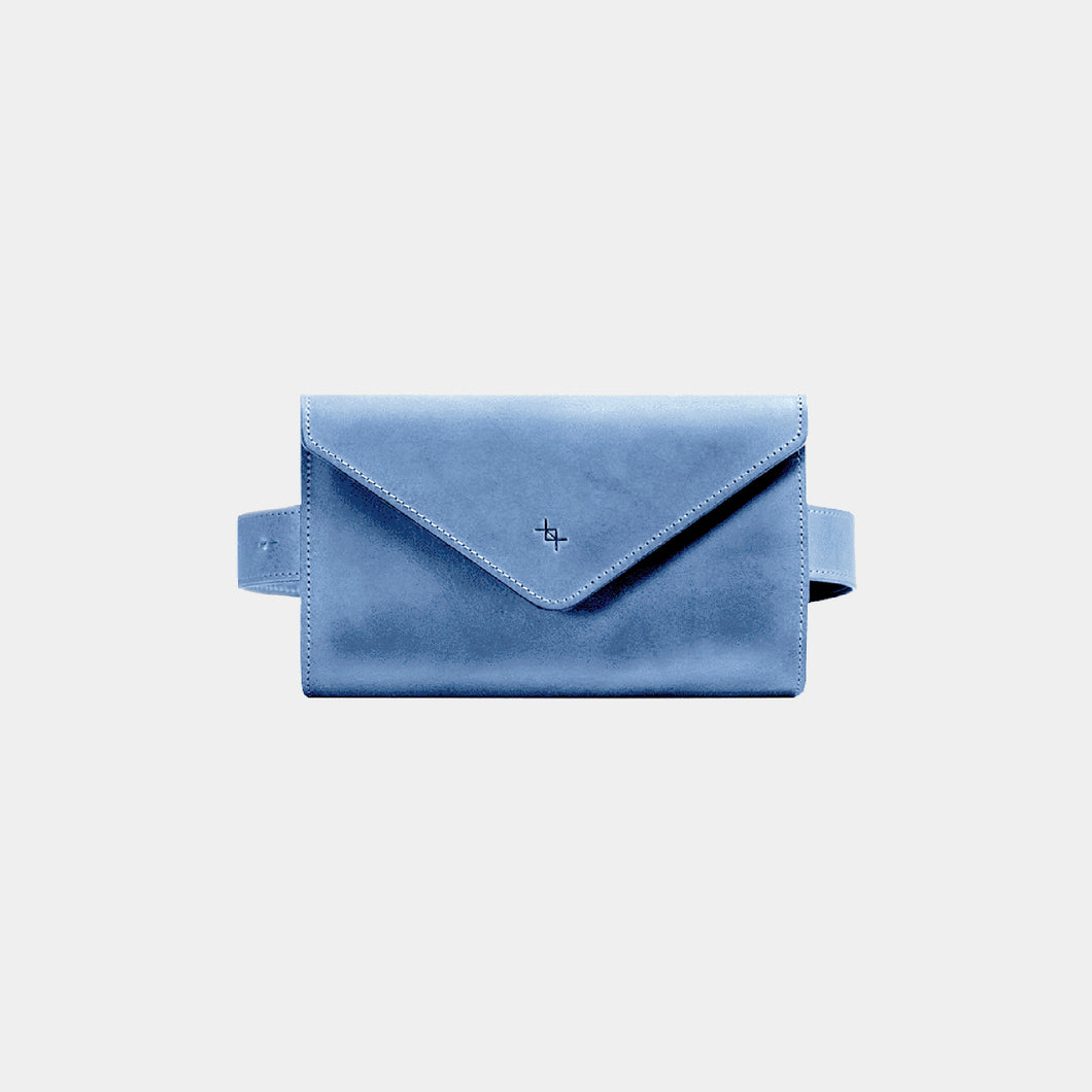 Manuel Sky Blue Leather Crossbody Handbag - Woodlands Embroidery – Min & Mon